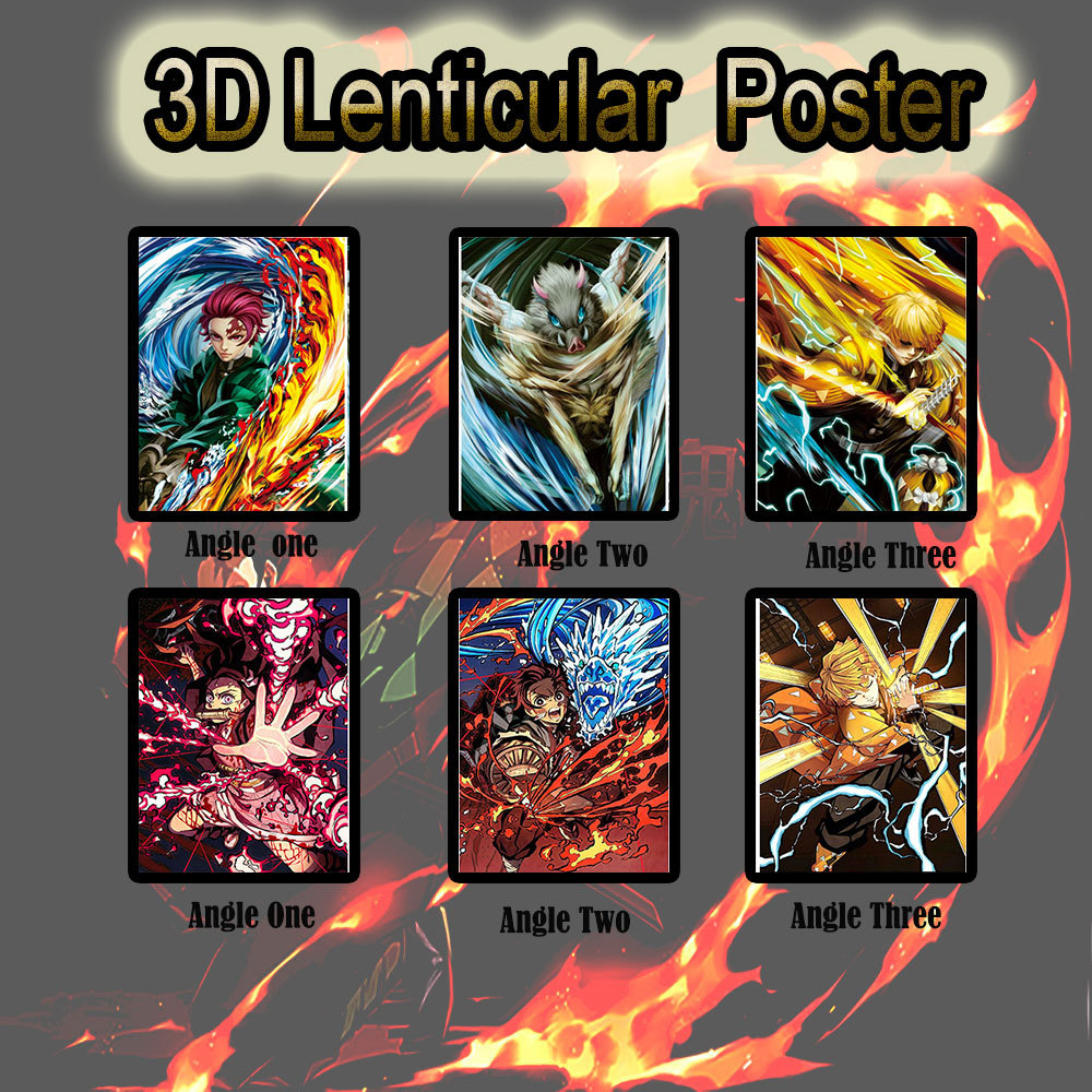 Demon Slayer 3D Lenticular Print Poster Anime Tanjirou Gradual 3D Wallpaper Flip Picture Wall Art