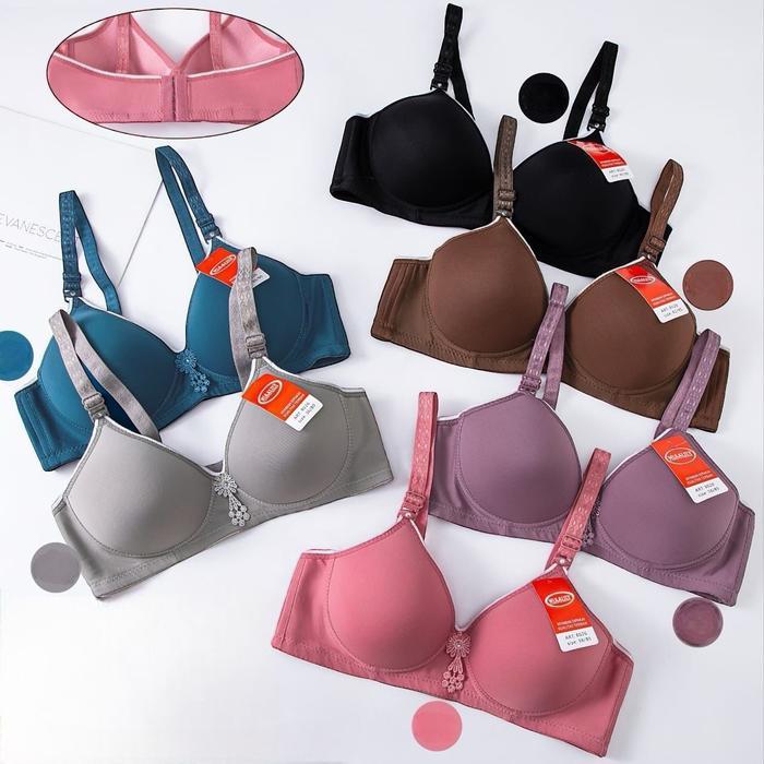 (Isi 5 Pcs) 001 Bra Polos Misslily Toyazi Laparis Roumei Kait 3 Shiny List Tanpa Kawat Bh 36-42