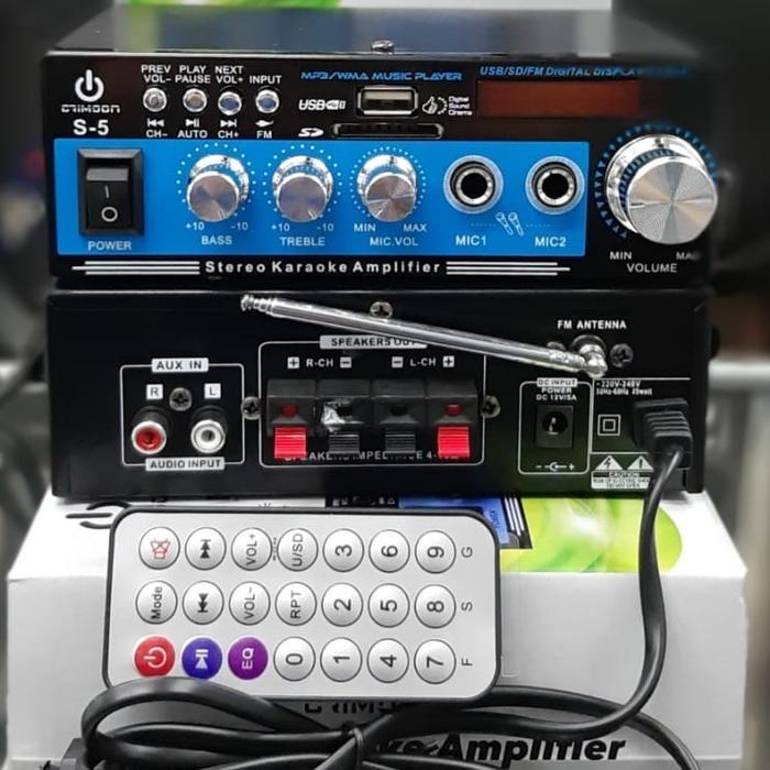 Amplifier Mini Crimson S5 2X15Waat Bluetooth, Usb Mp3, Fm Radio Input