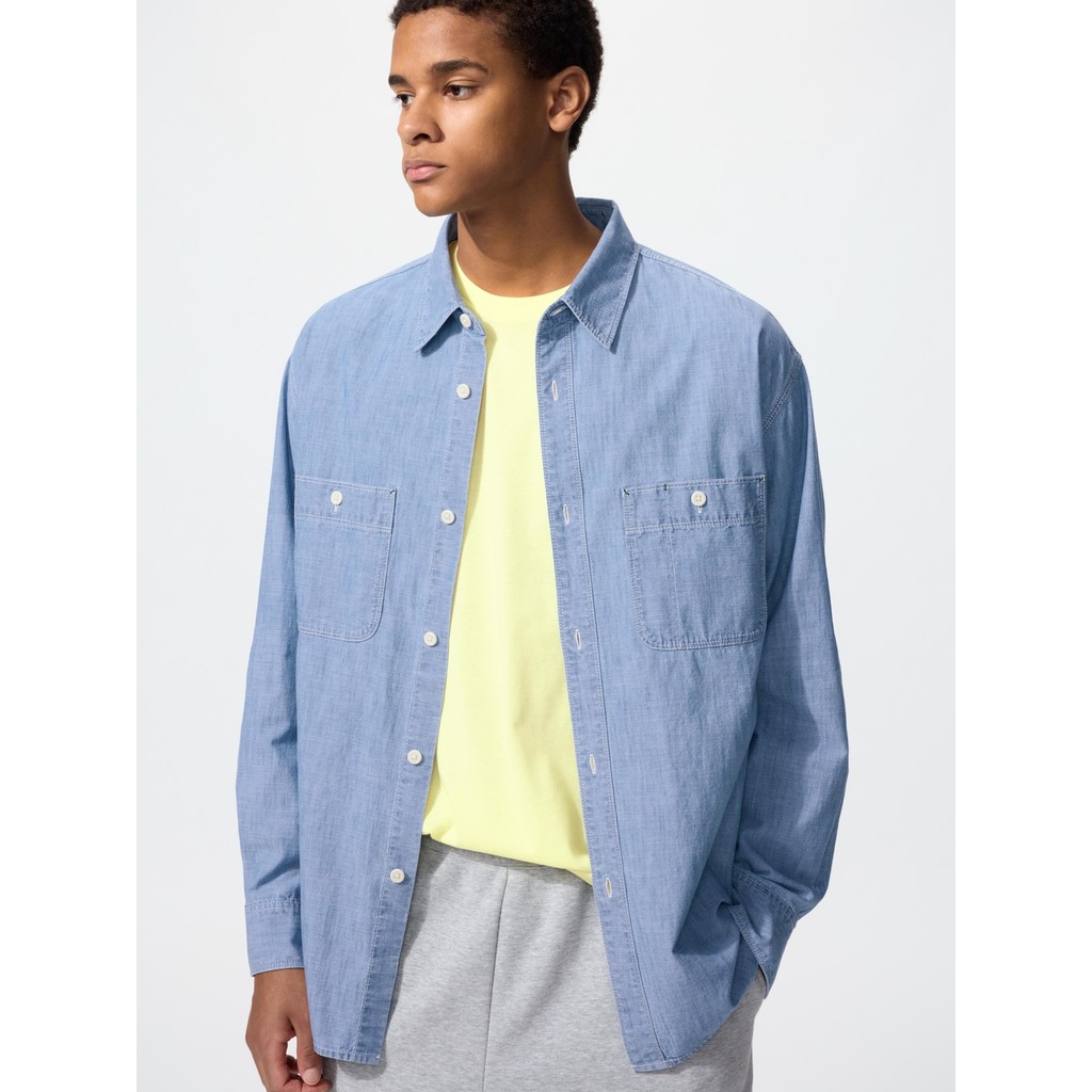 Uniqlo Kemeja Luaran Chambray Lengan Panjang