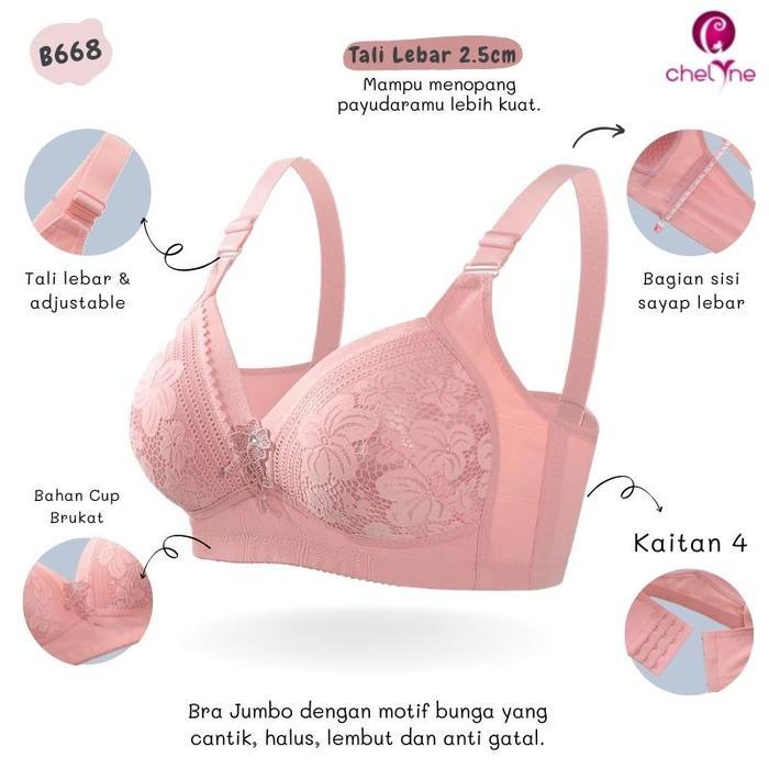 tx3m- Chelyne Bh Wanita V17072 / B668 Jumbo - Full Cup - Big Size Daily Bra