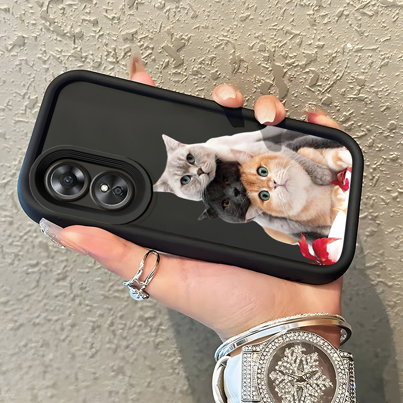 Casing Hp OPPO A17 OPPO A17K Case Casing Pasang kucing pola Kasus HP Tangga Langit Mewah Silikon Sof