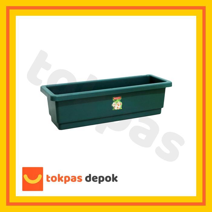FARM- Pot Bunga Panjang Lion Star Rectangular S Flower Pot Fp 12 Hijau Plastik Putih
