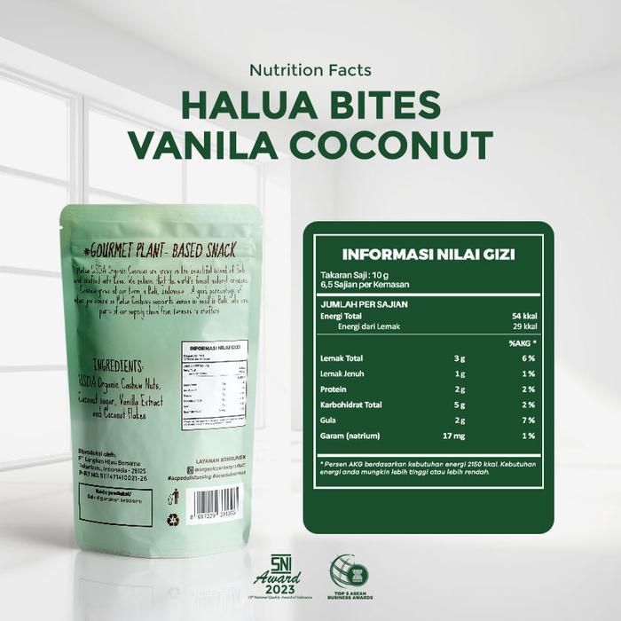 idom- Organic Center - Halua Vanilla 65Gr - Kacang Mete - Snack