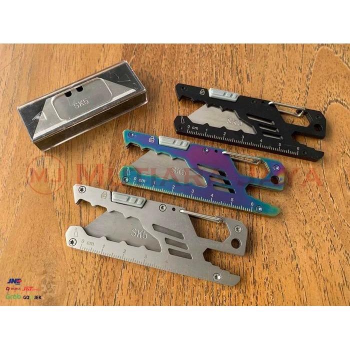 PLATO Carabiner Multifungsi Gantungan Kunci Pisau Aluminium Stainless