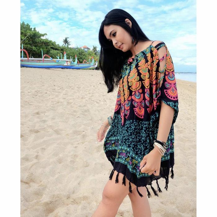 Baju Pantai Bali Blouse Pantai Hindy Mandala Bohemian Etnik Maxi Loose Blouse