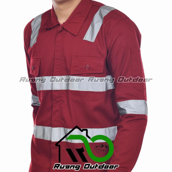 Baju Kemeja Wearpack Pria Resleting Safety Tambang Proyek Teknisi Pln