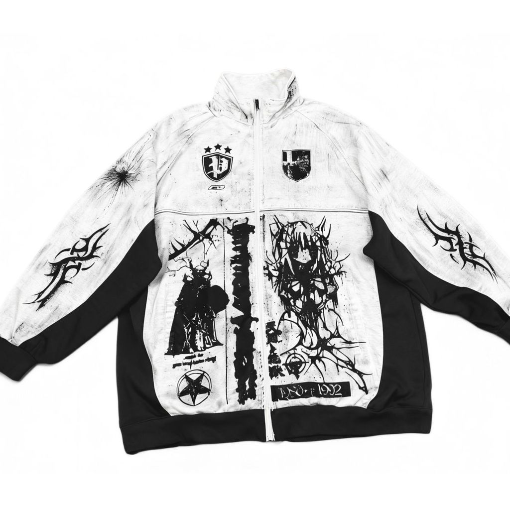 Fleece D Y2K Zip Up Hoodie 2025 Ankh Print Stand Collar Jacket Nu Goth Aesthetic Streetwear Uni