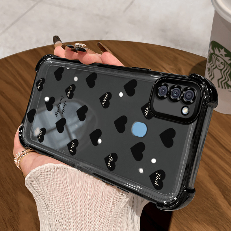 Casing Hp untuk Samsung A11 M11 Case Black heart Lucu Kasing Cesing Invisible Airbag Kesing Silikon 