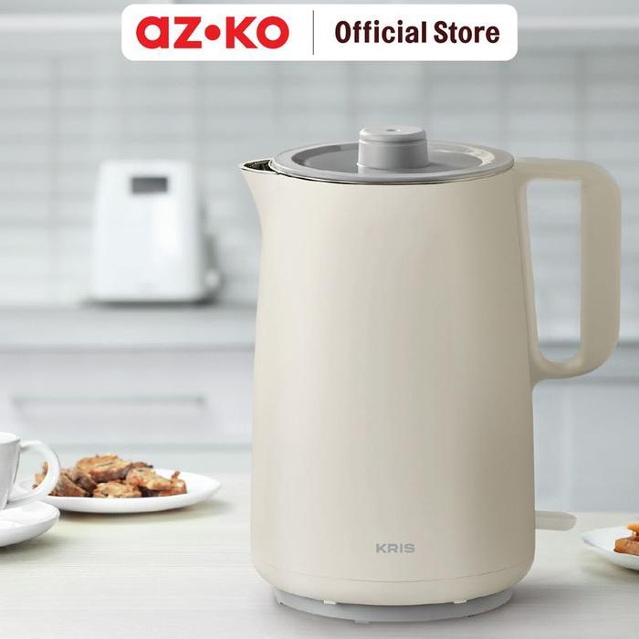 AZKO Kris 1.5 ltr Teko Listrik Plastik - Putih Ceret Food Grade Elektrik Ketel Air Electric Kettle