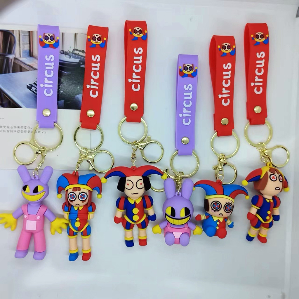 Cartoon The Amazing Digital Circus Figure Keychain 3d Pvc Digital Circus Pomni Jax Silicone Keychain