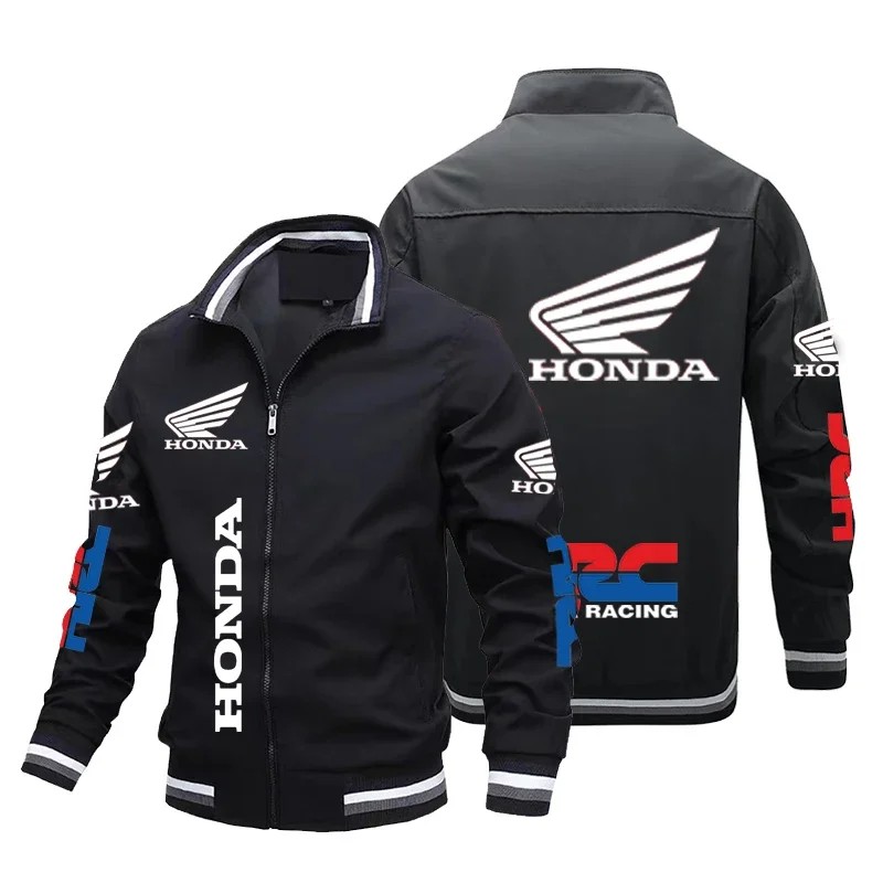 45472 New Honda Motorcycle Men's Jacket Honda Print Bomber Jacket Casual Trendy Baseball Uniform