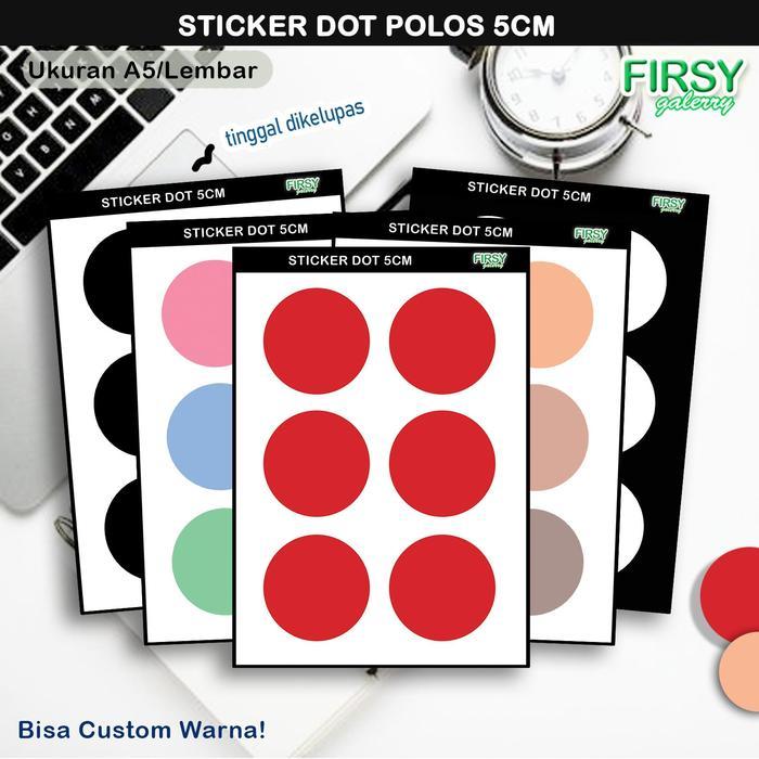 Sticker Dot Warna 5CM, Label Warna Bulat Polos, Stiker Polos Besar