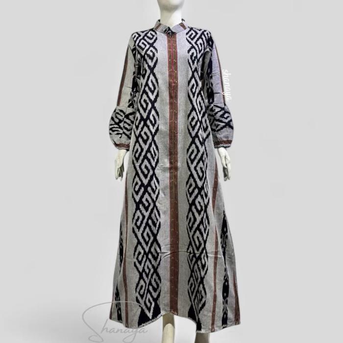 Shanaya Batik Tunik Lucia Tenun seragam Batik Kerja Lengan Balon dress Cantik Elegan