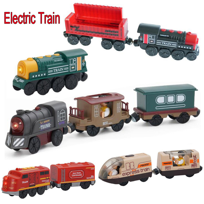 New Electric Wooden Train Set Toy Train for Boys Girls Compatible with Wooden Train Track Racing