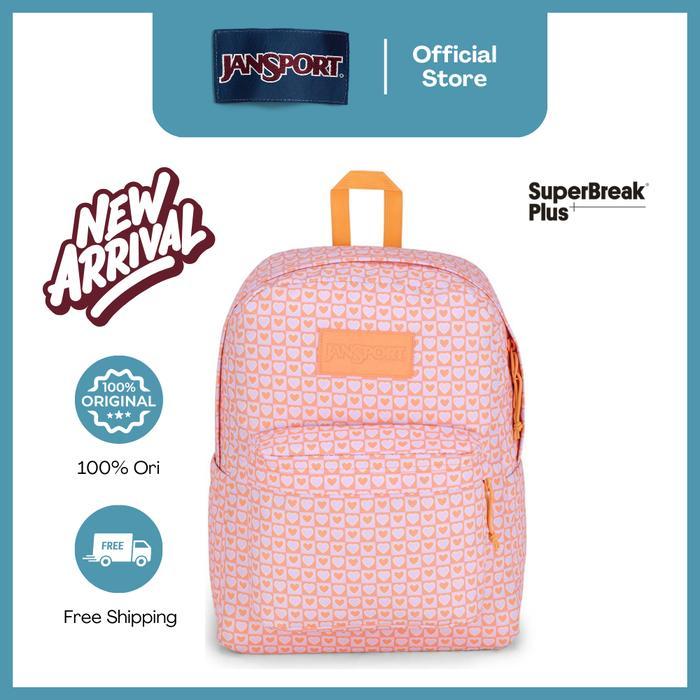 JanSport Tas Ransel / Backpack / Daypack / Superbreak Plus Hyped Hearts Pink