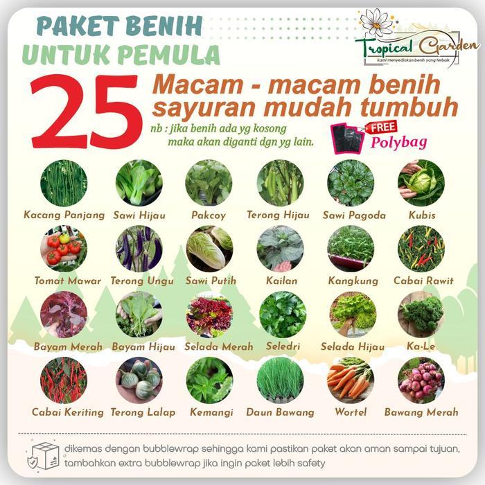25 Macam Benih Paket Sayuran Hybrida F1 Bibit Sayuran Lengkap Isi Banyak Free Polybag