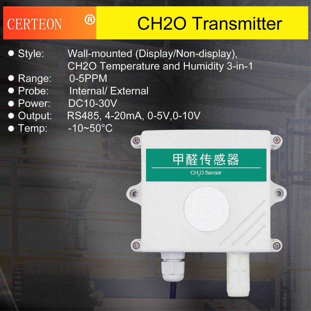 Wall-Mounted Formaldehyde Sensor CH2O Air Quality Monitor Formaldehyde Detector Indoor Air Quality