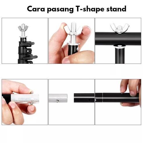 T-Shape Tiang Background Foto Produk Bracket Stand Backdrop Studio
