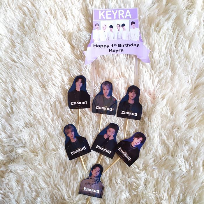 {{{{{{] cake topper happy birthday member bts army lengkap 7 pcs bangtan