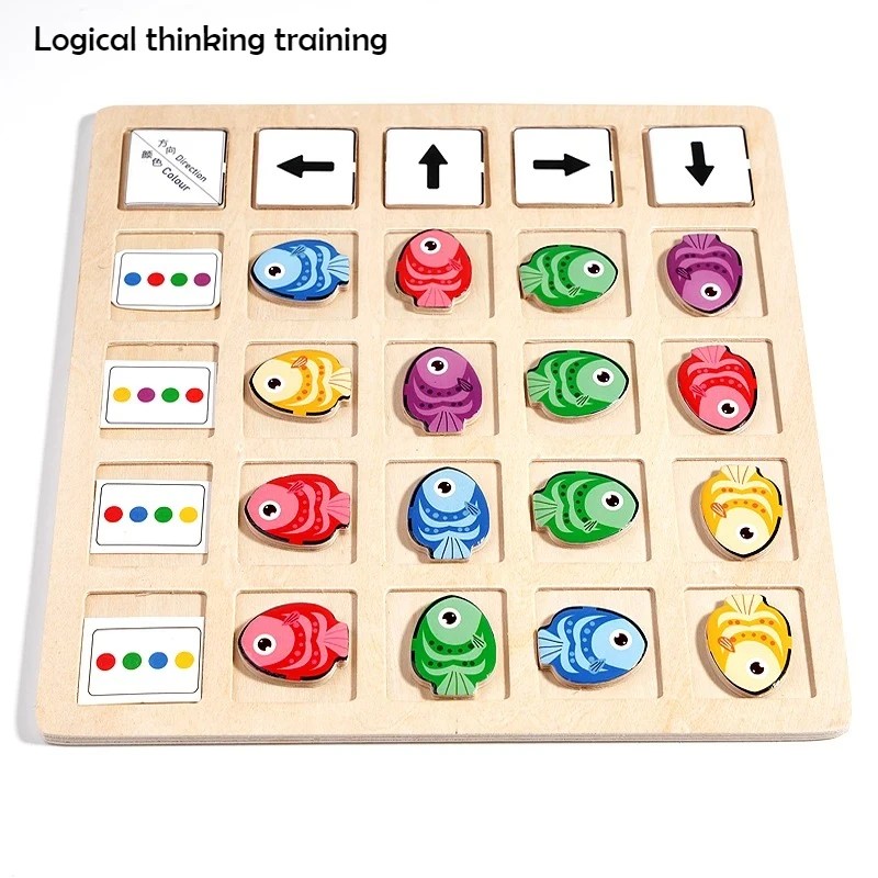 Kids Wooden Montessori Toys Children's Logical Thinking Training Direction Color Cognition