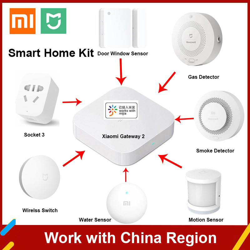 Xiaomi Smart Home Kit Multimode Gateway 2 Hub Door Human Body Water Smoke Sensor Wireless Switch