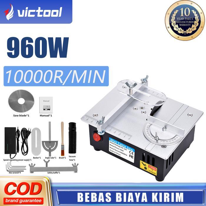 VICTOOL 960W GERGAJI MEJA GERGAJI MEJA MINI DESKTOP GERGAJILISTRIK PENGANGKAT PRESISI DLY