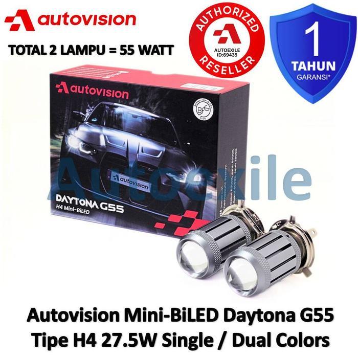 DISKON Autovision Mini BiLED Daytona G55 H4 Single / Color Putih 6K Kuning 2800K Lensa Projector