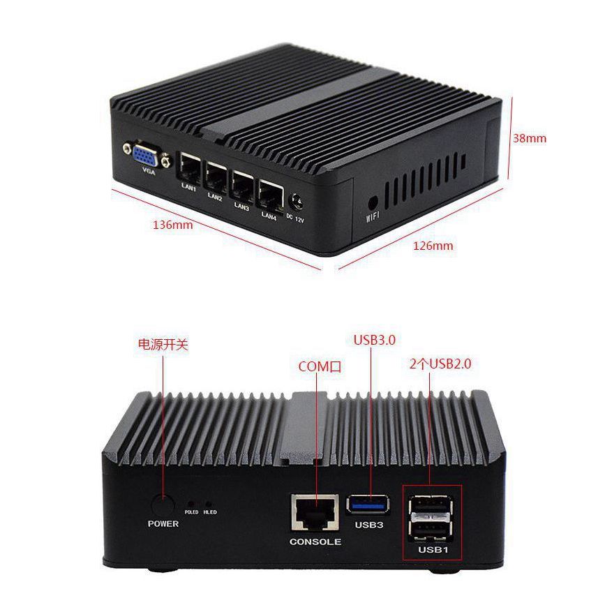 Mini Computer 4*1000M Intel J1900 2.0Ghz Quad Core Fanless Mini Pc Intel Celeron Firewall J1900 4