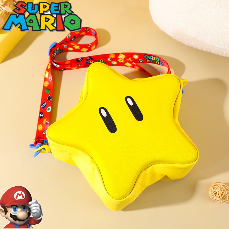 Lucky Star Shoulder Bag Super Mario Storage Bag Anime Figure Cosplay Cute Pentagram Decoration Toys