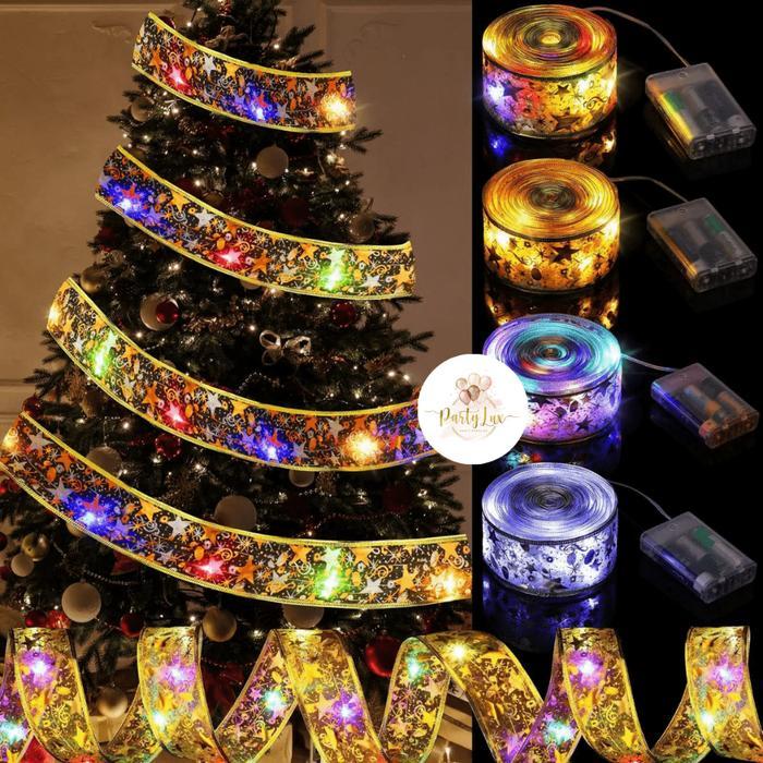 Lampu Natal Kain / Pita Lampu Led Tumbler / Dekorasi Pohon Natal / Hiasan Natal