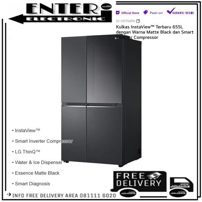 LG GCV257SQZW - KULKAS LEMARI ES SIDE BY SIDE INSTAVIEW LG GC V257SQZW
