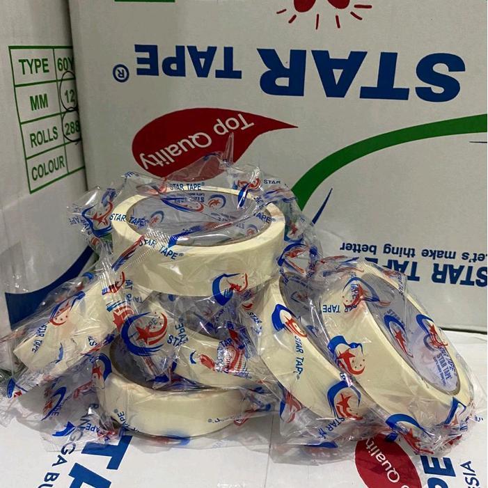MASKING TAPE LAKBAN KERTAS STAR TAPE LEM KERTAS WARNA CREAM KUALITAS TERBAIK MURAHH plaster kertas