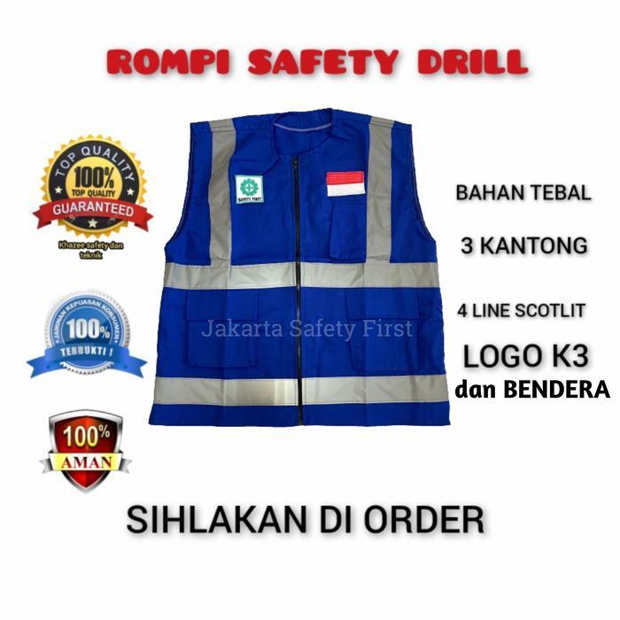 ORIGINAL Rompi drill rompi safety rompi proyek+ k3+bendera - Biru dongker READY STOCK