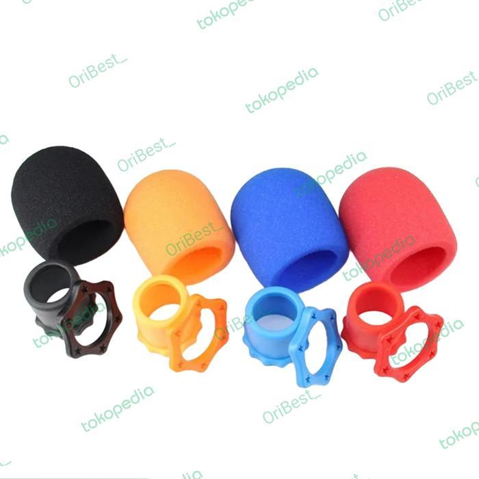 Ring Mic Holder Anti Slip Karet + Penutup Protection Bawah + Busa Mic Original