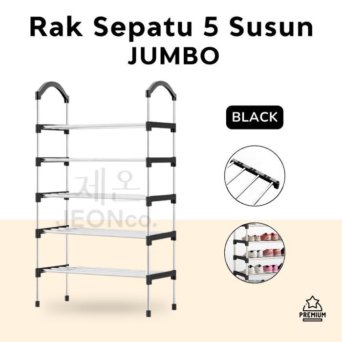 News Rak Sepatu Jumbo 5 Susun JEON Besi & Plastik Kuat Kokoh - Rak Sandal & Majalah - Self-adhesive