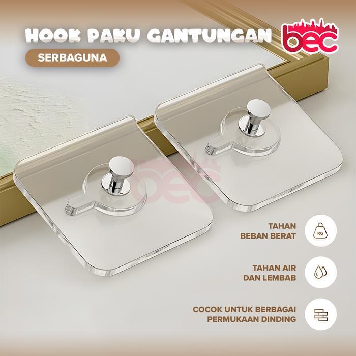 [BEC] Hook Paku Gantung Stiker Hook Magic Paku Perekat Tanpa Bor Dinding Tembok Paku Tempel