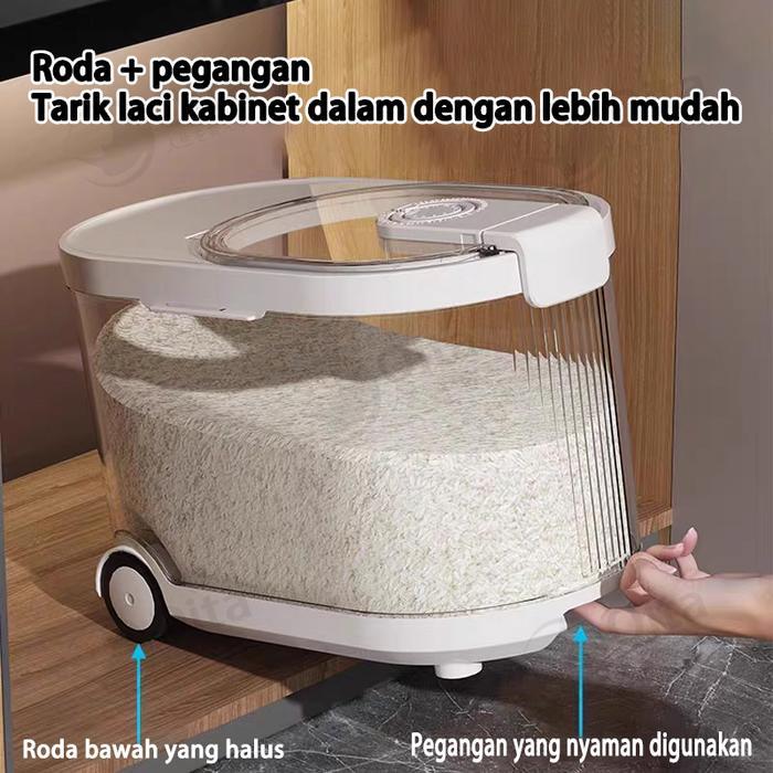 New- Dispenser Beras Transparan 11KG Tempat Beras Tempat Penyimpanan Tepung / Biji-Bijian
