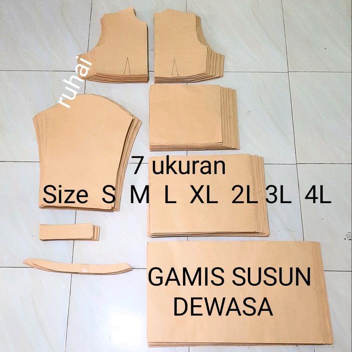 TERMURAH pola GAMIS SUSUN DEWASA satu set isi 7 ukuran Size S M L XL 2L 3L 4L Wanita