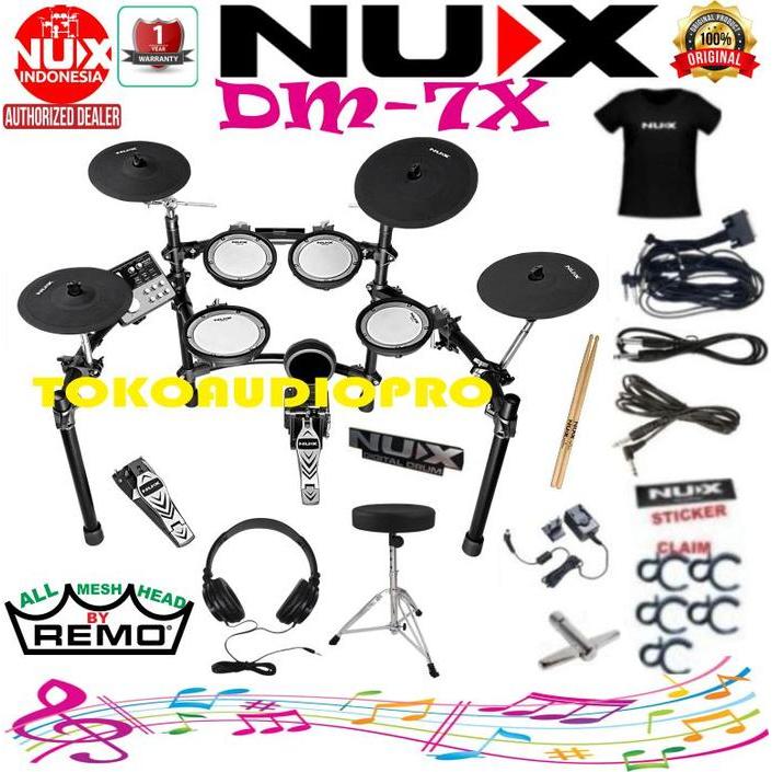 8a0r- Nux Dm7X Digital Drum Elektrik With All Mesh Head Remo Dm-7X Paket Drum
