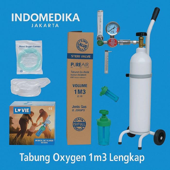 tabung Oksigen 1m3 Lengkap / Tabung Medis / Tabung set oksigen 3in1