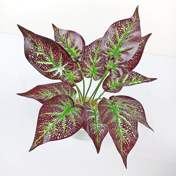 DEKFUR- Unico Pot Bunga Daun Keladi Tanaman Hias Daun Talas Motif Daun Kering Plastik Dekorasi