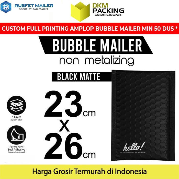 AMPLOP BUBBLE WRAP BLACK 23x26cm RUSFET HITAM BUBBLE BAG MAILER