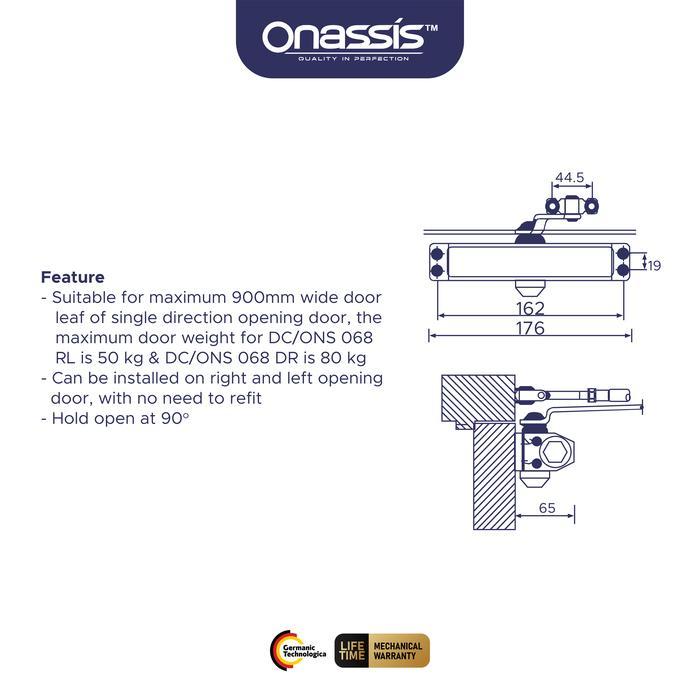 DOOR CLOSER ONASSIS 068 DR-SYLVER