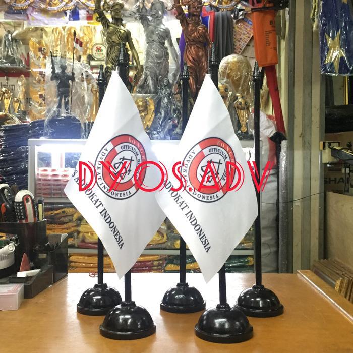 ASLI Bendera meja KAI kongres advokat indonesia dan tiang kayu meja 1 set READY STOCK