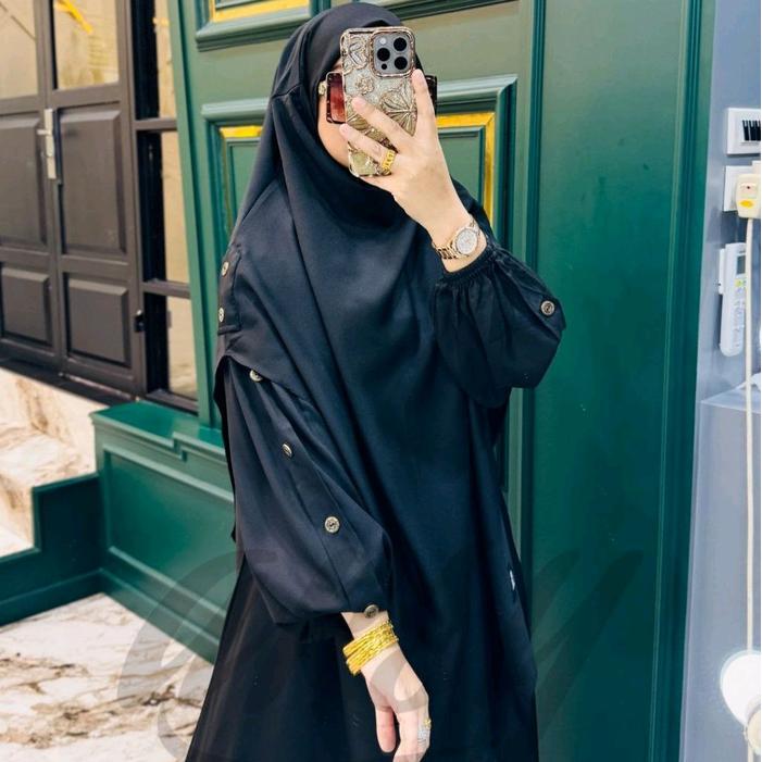 dowg- Hafsha Syari Umroh Anti Uv Set Cadar French Khimar Gamis Pengajian Seragam Dress Umroh