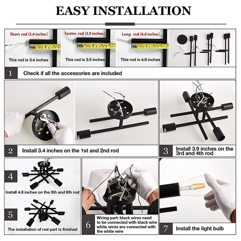 Semi Flush Mount 4 6 Light Ceiling Light Modern Chandelier For
