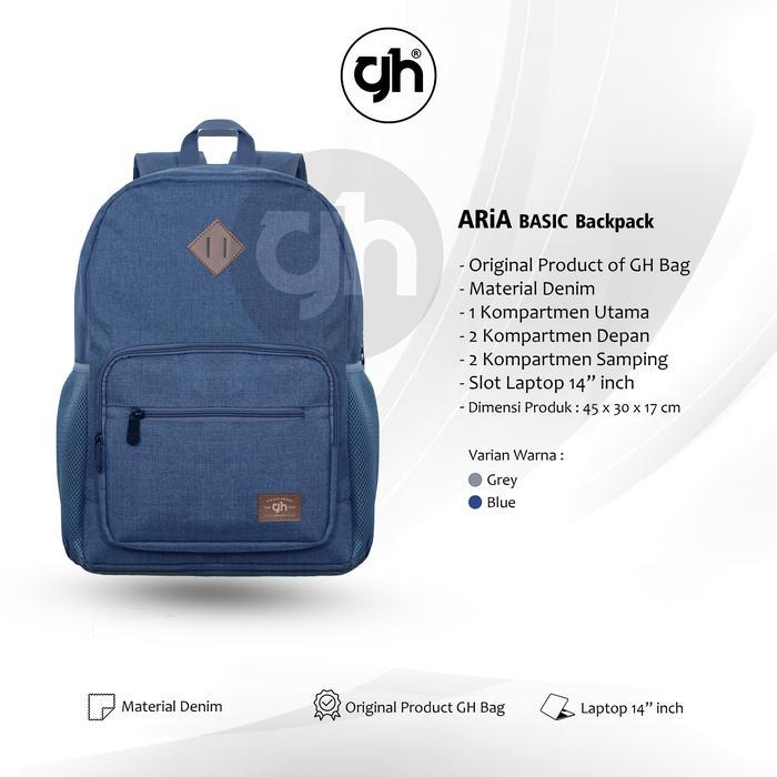 TECTNO- Gh-Bag Tas Ransel Sekolah Tas Laptop Aria Basic Backpack