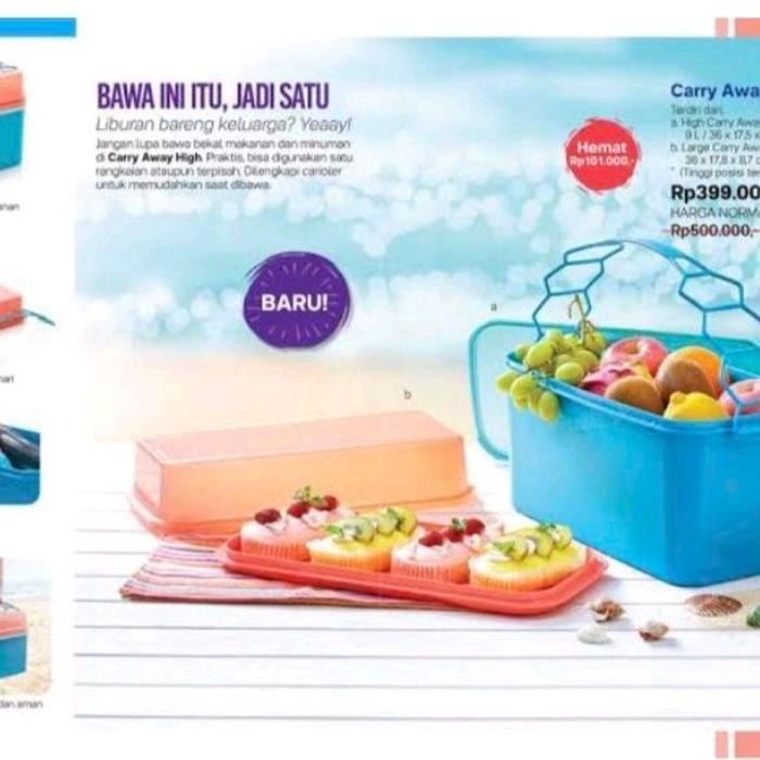 Tupperware Carry Away High Wadah Rantang Jumbo 9L dengan Seal dan Carolier Praktis untuk Liburan dan