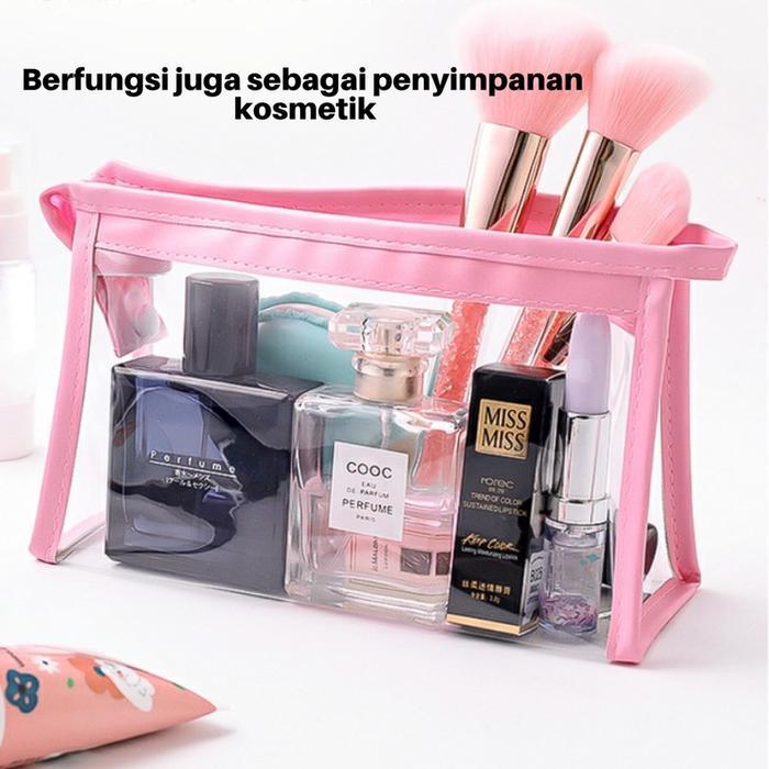 snvk- Tempat Kotak Tepak Pensil Transparan Korea Tas Make Up Kosmetik Pc0013